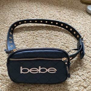 Quilted black faux leather Bebe belt bag. 👍👍